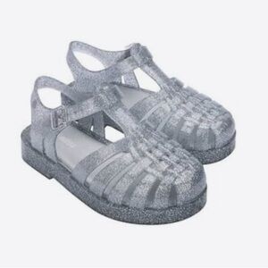 Mini Melissa Glittery Silver Possession Sandals